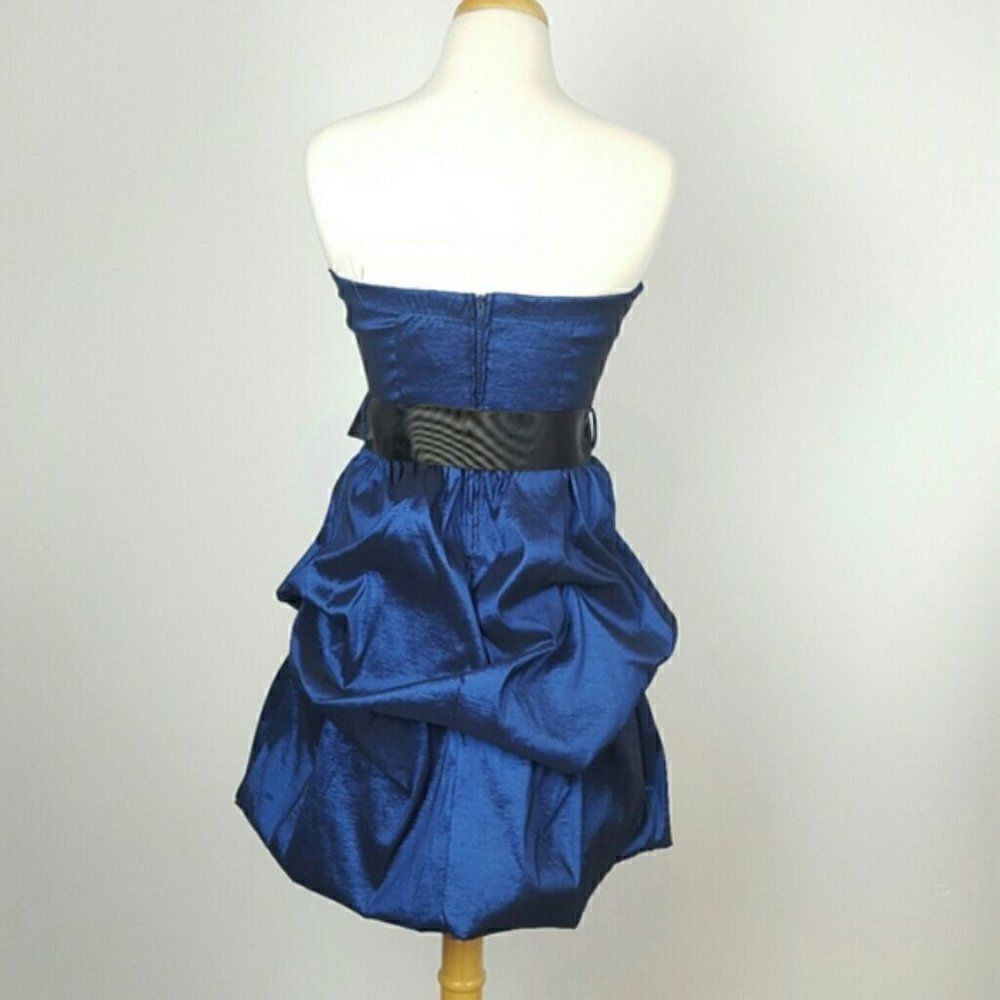 ROYAL‎ BLUE METALLIC DRESS  STRAPLESS  FIT-FARE. Zipper on Back Gothic - Picture 3 of 4